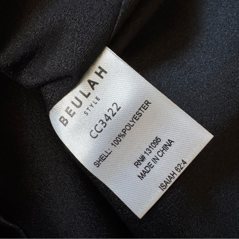 Beulah Style Black Off Shoulder Satin Midi Dress Puff Sleeves - Picture 15 of 16